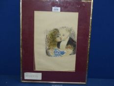 A framed original Lithograph from Contes Cruels pub Paris 1945 by Eduord Goerg, edition of 115,