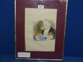 A framed original Lithograph from Contes Cruels pub Paris 1945 by Eduord Goerg, edition of 115,