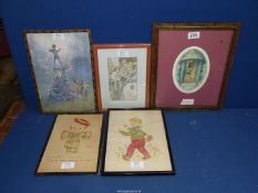 A framed Margaret W Tarrant print"Peters friends",Mabel Lucie Attwell print "Peter pan",