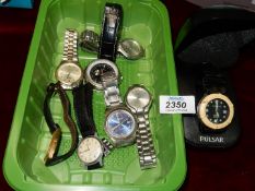 A quantity of gents wristwatches including Ingersoll 15 jewel lever wristwatch with leather strap,