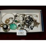 Miscellaneous costume jewellery including silver mounted stone bracelet "Alpaca Mexico" pendant,
