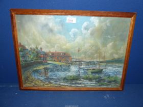 A framed coloured Pastel drawing of a harbour scene, signed lower left H. Primmer, 1955.