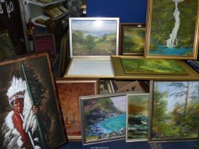 A quantity of Oil paintings including; M.