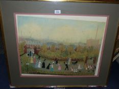 A signed Helen Bradley limited Photo Lithograph 'The Park on May Day', 69cm x 81cm.