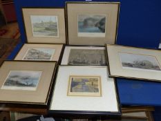 A box of prints including Ailsa Craig by Stanfield, White Haven by Bartlett,