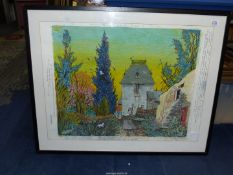 A large pastel signed by Sandra Leith Morgan, May 2001, framed 34" x 27".