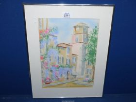 A framed and mounted Watercolour depicting a continental street scene signed lower right Fulvio '89,