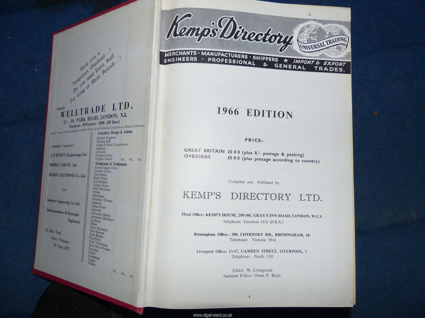 Four volumes of Kemp's Directory Ltd. dating 1966, '69, '70, '71 and '71/'72. - Image 2 of 2