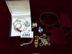 A small quantity of silver jewellery including hallmarked silver bangle, 925 silver chain,