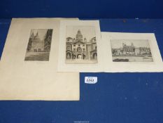 Three unframed Etchings by W. Edwin Law to include The Horse Guards, St. Paul's and The Tower.