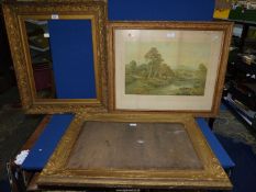 Three Edwardian gilt gesso picture frames, one glazed.