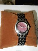 A Gucci Diamond and stainless steel 5500L Bracelet Wristwatch, mother of pearl dial,