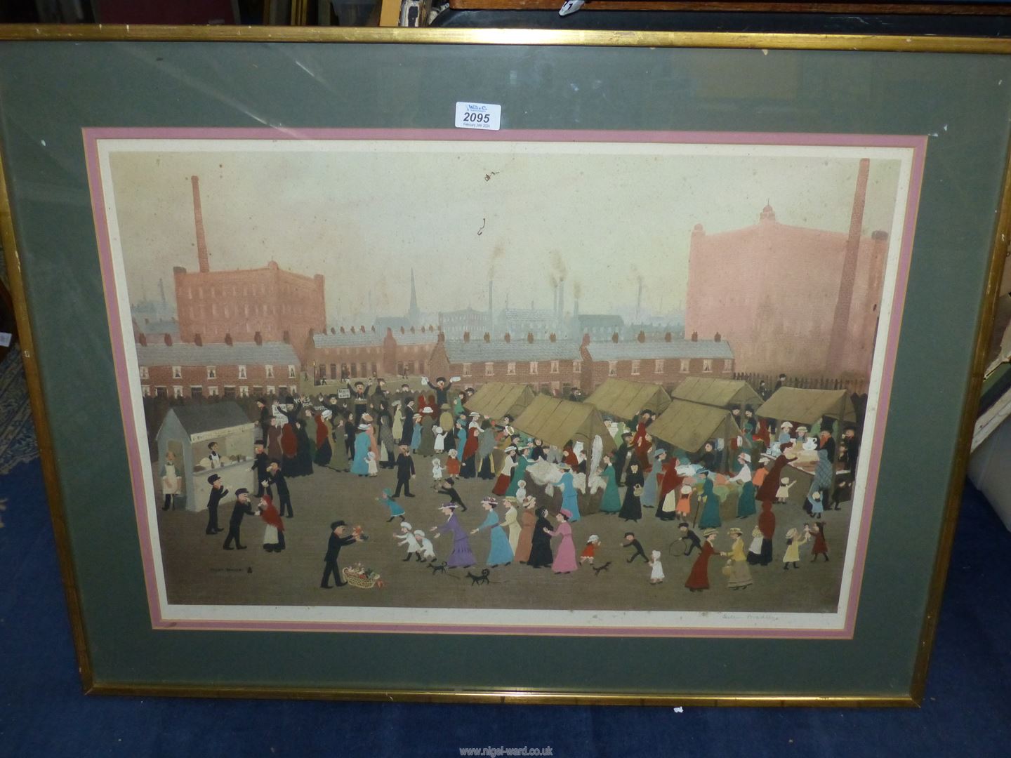 A signed Helen Bradley Photo Lithograph 'Miss Carter Goes to Market', 90cm x 68cm.