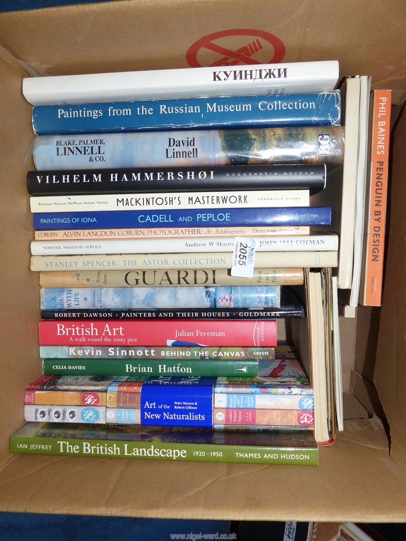 A box of books on Art to include Mackintosh's Masterwork, Kevin Sinnott behind the Canvas, etc.