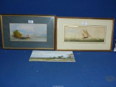 A Charles Taylor Watercolour of a sailing boat, plus two other paintings (one unframed).