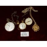 A silver Pocket watch, Birmingham 1918, maker W.E. (William Ehrhardt) a/f.