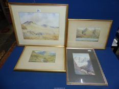 A quantity of Watercolours to include; two of 'Squarr Ouran' by Marjorie Fergusson, an A.J.