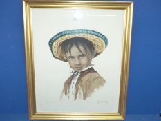 A framed limited edition Print, 29/350, 'Spanish Child', signed lower right Hibbling.