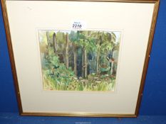 A framed and mounted Watercolour entitled verso "Deep in the Woods", signed lower right Leila Keer,
