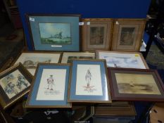 A box of prints to include; H. Vosberg, The Punch and Judy Man, Sunderland Harbour by J. W.