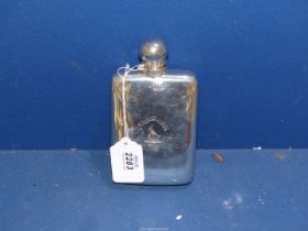 A Silver Hip flask with motto 'Dieu Et Mon Devoir' (God and my duty) inscribed above a bird,