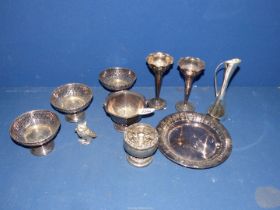 A small quantity of epns including bud vases, bon bon dishes, card tray,