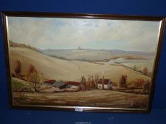 A framed Oil on board of a Country landscape, signed lower right Jean Belcher,