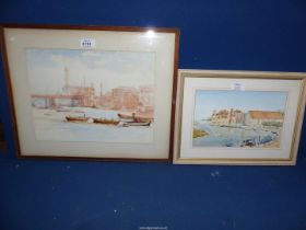 A framed and mounted Watercolour depicting 'Blakeney Norfolk' initialed lower right 'H.
