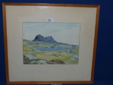 A framed and mounted Watercolour entitled Suilven from Fionn Lochm, signed lower right G.H.