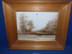 A Sepia on Gesso paper of 'Near Platford, Suffolk' by Lincoln Taber,