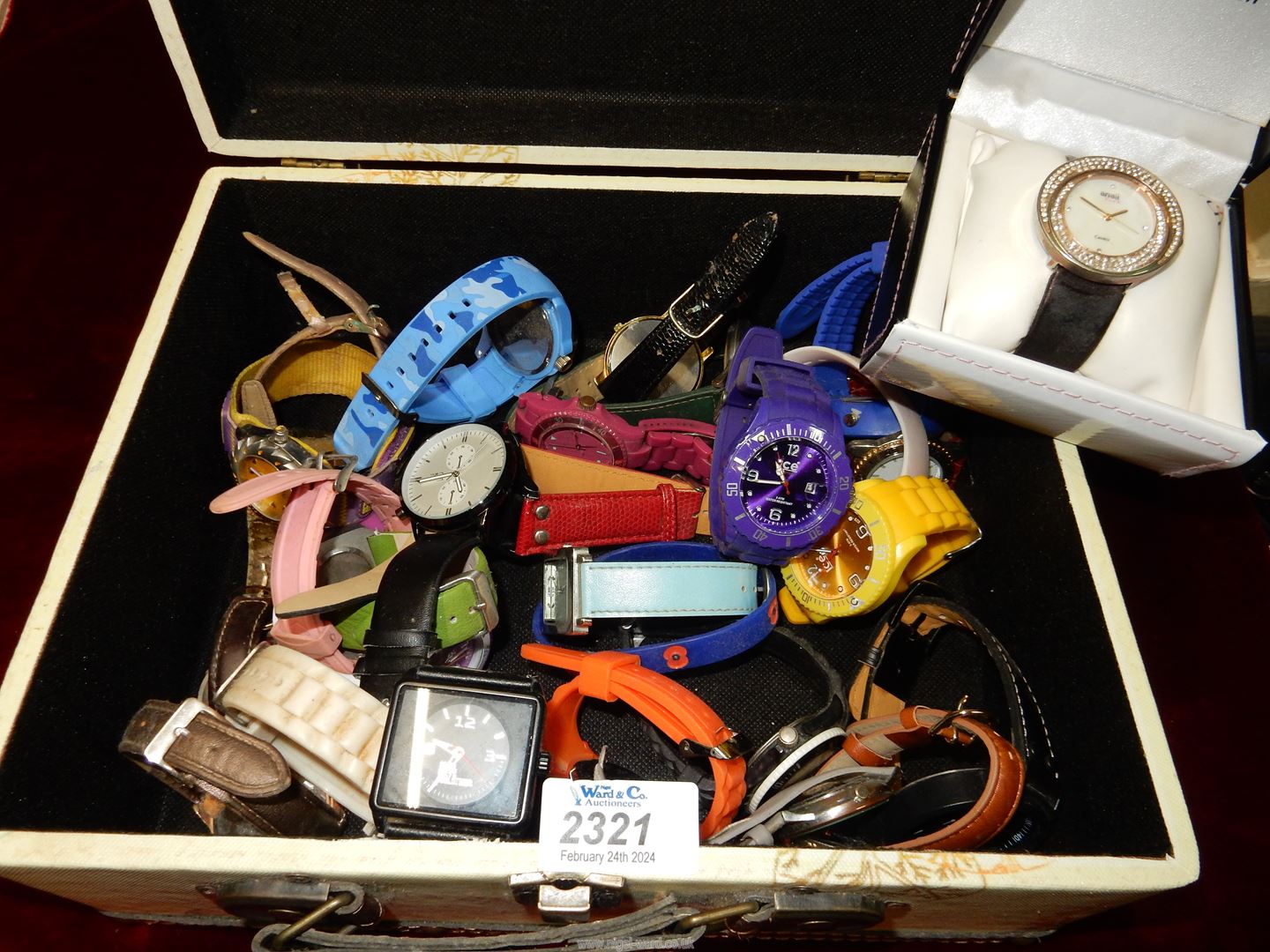 A quantity of colourful modern wristwatches including 'Ice', etc.
