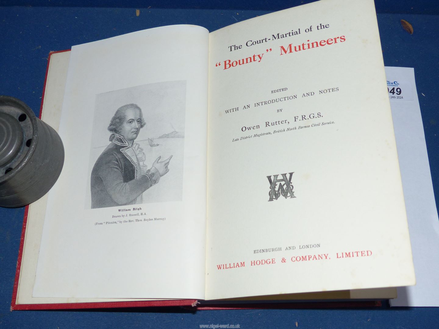 A first edition 1931 published by William Hodge & Company of The Court-Martial of the "Bounty" - Image 3 of 5