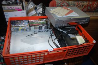 A "Crown" DVD player, a Sanyo DVD, cassette recorder,