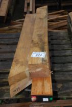 Five lengths of Oak timber 4 @ 51" long x 6" x 3" , 1 @ 71" long x 6" x 3".