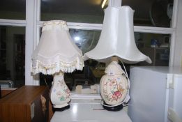 Two table lamps and shades.