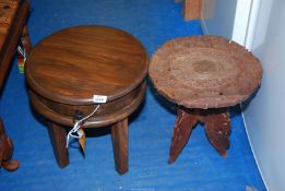 An Eastern Hardwood drum table and a small card table.