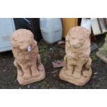 A pair of concrete lions.