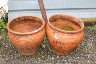 Two terracotta Planters, 15 1/2'' diameter x 15'' high.