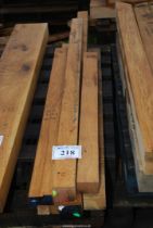 Six lengths of Oak timber 3" x 2" and 3" x 2 1/2" 40" -73" long.