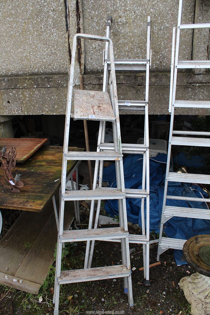 Two five-rung aluminium step ladders.