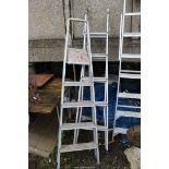 Two five-rung aluminium step ladders.