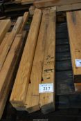 Six lengths of Oak timber 3 3/4" x 3"/4" x 64" long.