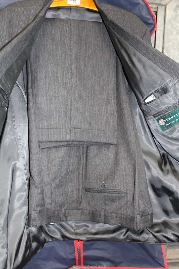 A Dunn & Co. double breasted suit in dark grey with blue stripe jacket size 44R, trousers 38R. - Image 3 of 3