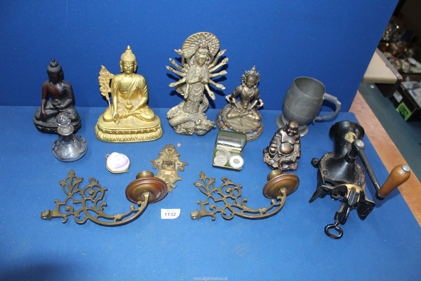 A quantity of miscellanea to include; Buddha figures, Spong & Co coffee grinder, - Image 2 of 2