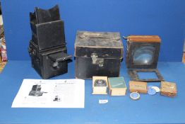 A cased 'Popular Pressman' Reflex plate camera with an Aldis Butcher Anastigmat f 4.