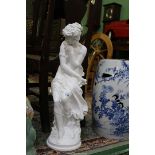 A large heavy contemporary figure of a classical lady in thoughtful pose, 25 1/2" tall.