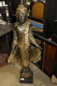 A 19th century(?) Burmese lacquered and gilt wooden figure of standing Buddha, 33 1/2" tall.