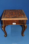 A small occasional Table with pokerwork ** to top depicting Acorns, and foliage,