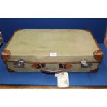 A canvas and leather trim 1968 military suitcase by Papworth Industries.