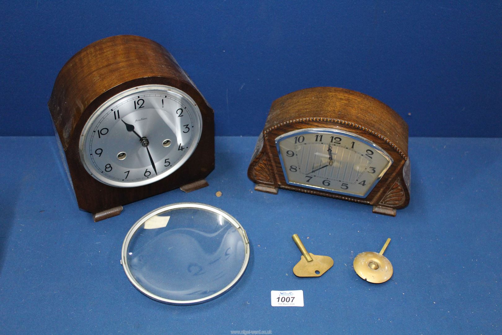 Two Mantle clocks including Bentima (a/f.) and 8-day.